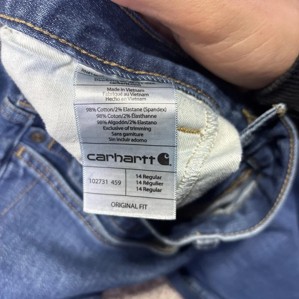 Carhartt Original Fit Straight Leg Jeans Womens 14 Blue Medium Stretch‎ Denim